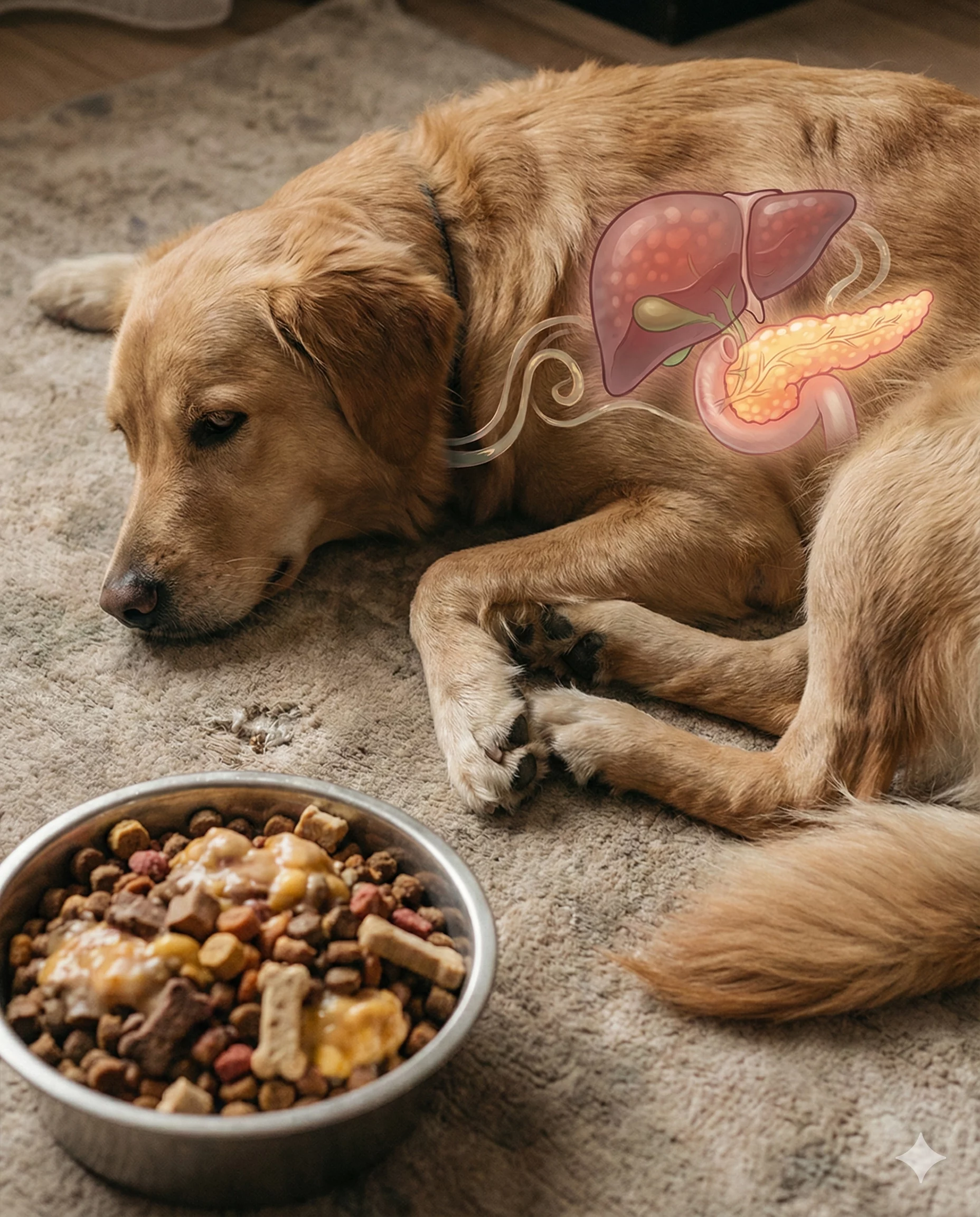 image article - mon chien refuse sa gamelle - surcharge du foie