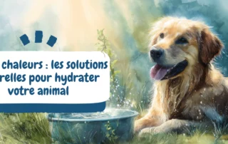 Fortes chaleurs les solutions naturelles pour hydrater votre animal - bannière golden et gamelle d'eau